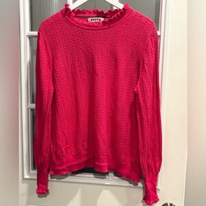 Boden Hot Pink Textured Knit Ruffle Sweater XL